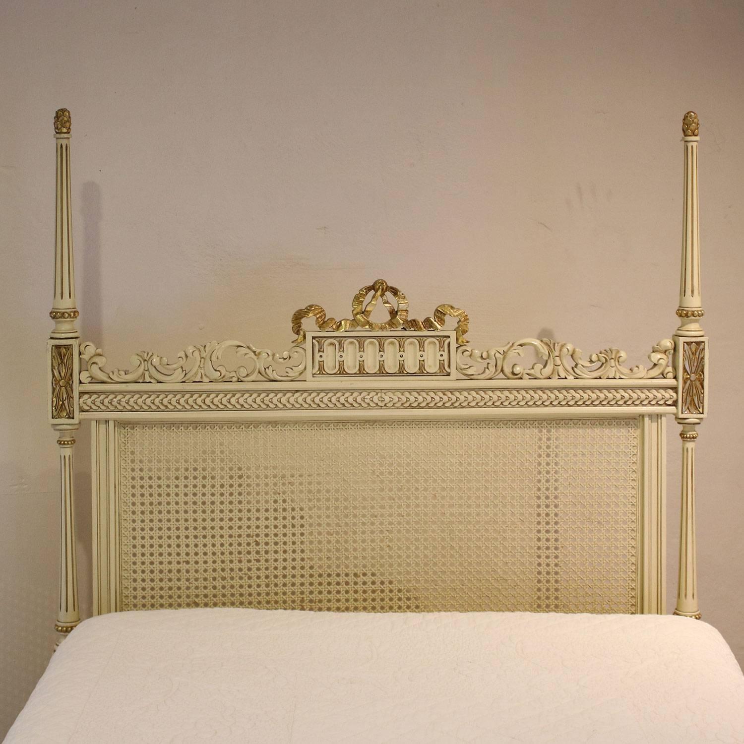 20th Century Painted Cane Pair of Twin Beds, WP14