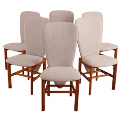 Lot vintage de 6 chaises de salle à manger à dossier haut en teck de la marque Skovby Møbelfabrik, années 1960