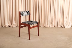 Vintage Set of 4 Danish Modern Teak Dining Chairs 1960s Zebra Print