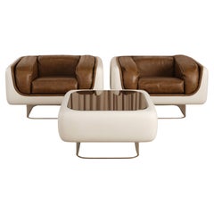 Vintage William Andrus for Steelcase Soft Lounge Chairs & Coffee Table Set
