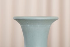 Vintage Matte Blue Glass Vase, Mid-20th Century, Flared Neck Design