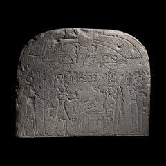 Stele of Pharaoh Ramses III. Ancient Egypt, New Kingdom. Limestone. 45.6 cm L.
