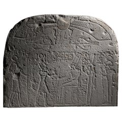 Stele of Pharaoh Ramses III. Ancient Egypt, New Kingdom. Limestone. 45.6 cm L.