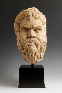 Kopf eines Satyr. Antikes Rom, 2. Jahrhundert n. Chr. Marmor. Höhe 34 cm.
