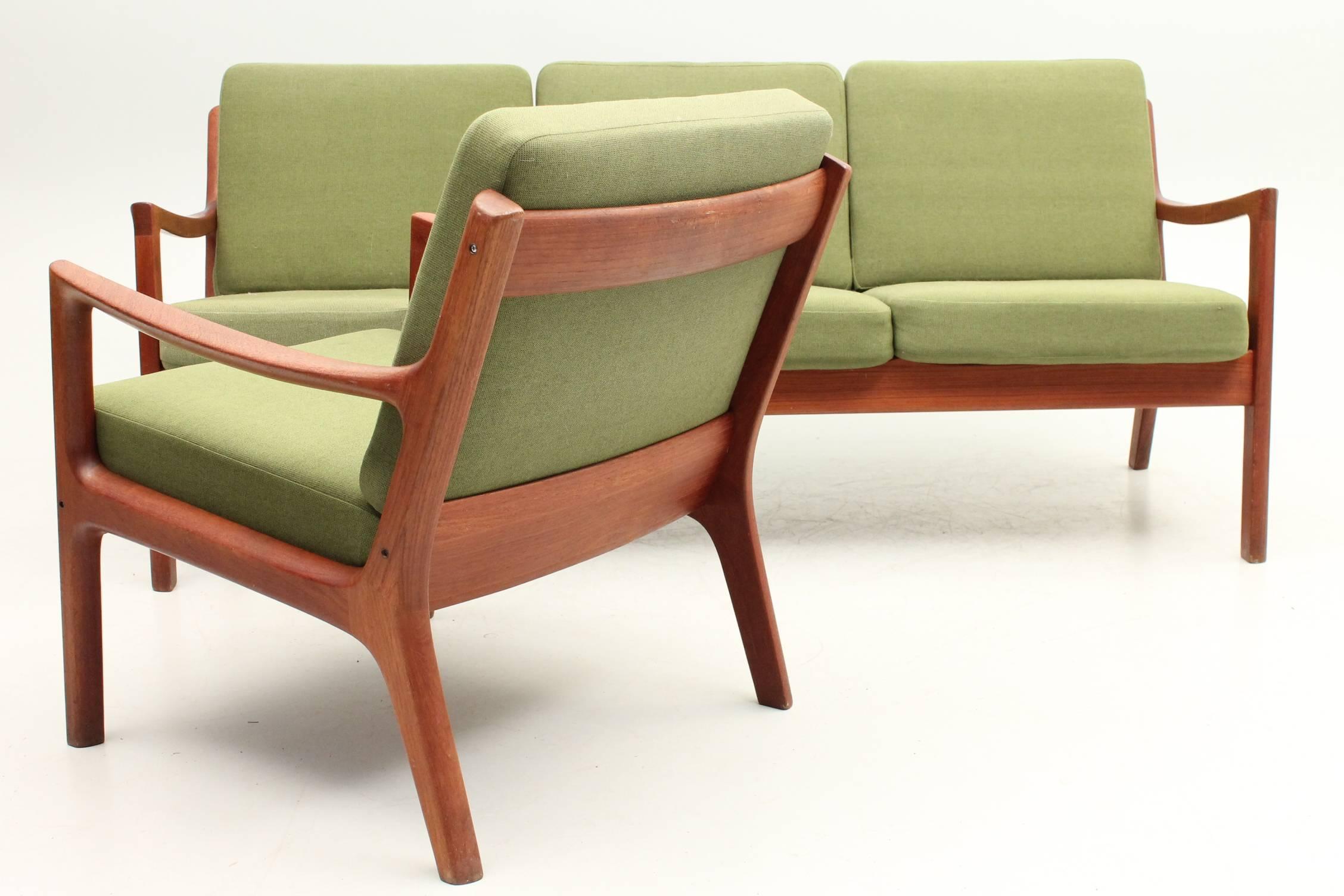Danish Green Senator Sofa and Chair Designed by Ole Wanscher for France and Son