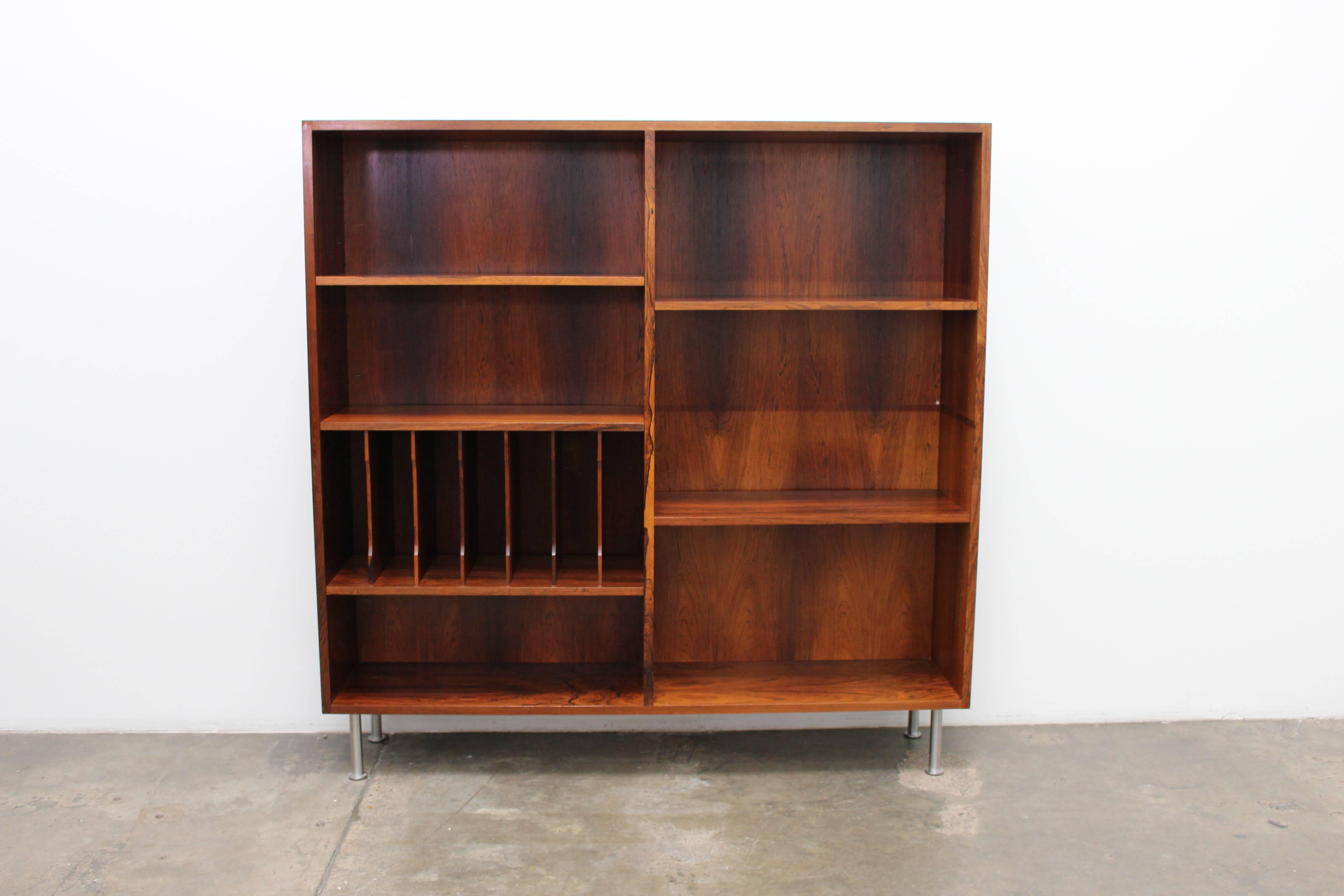 Rosewood Bookcase with Metal Legs, Danish Mid-Century Modern For Sale 2
