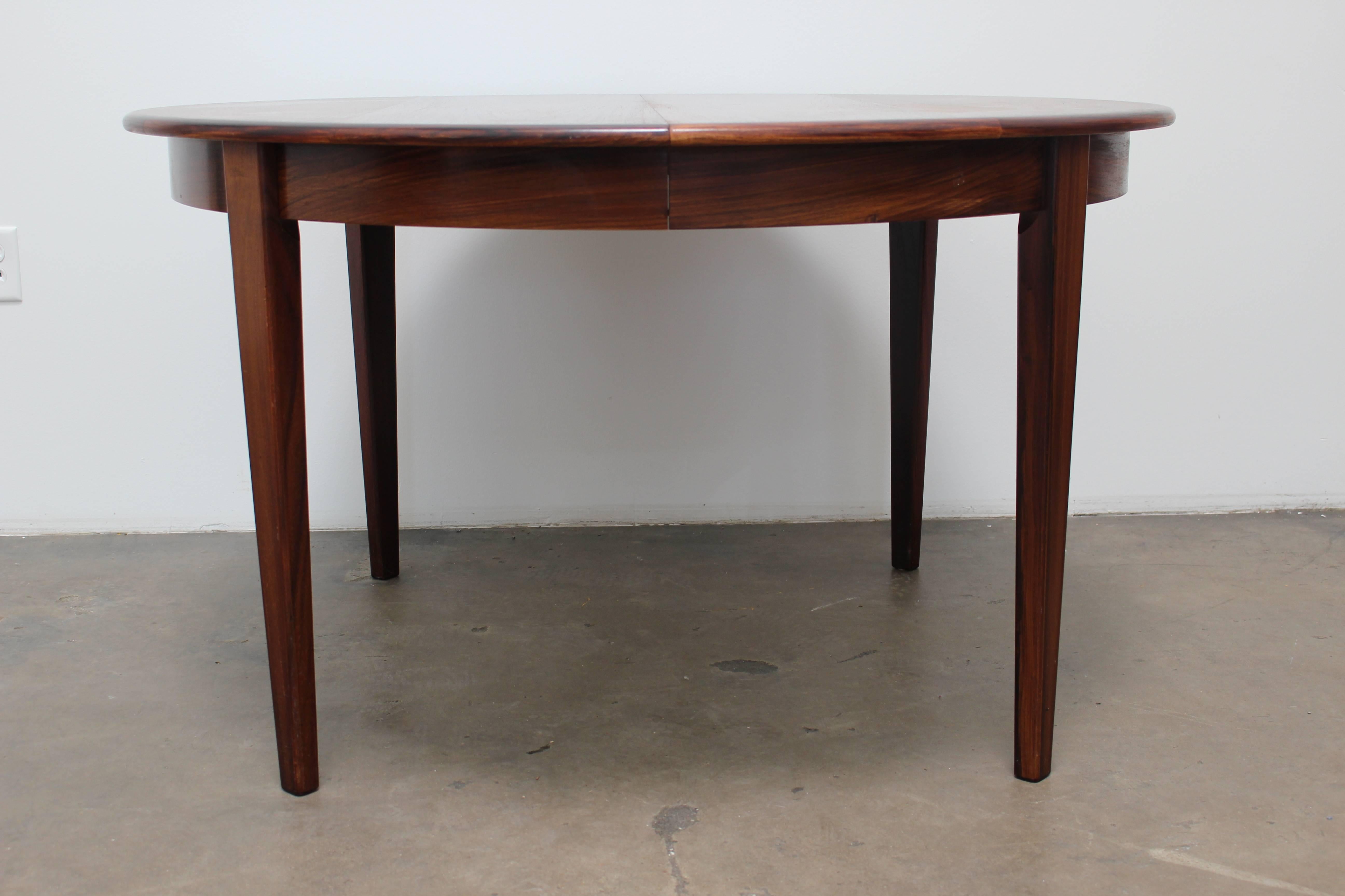 Danish Rosewood Round Dining Table by H. Sign & Sons