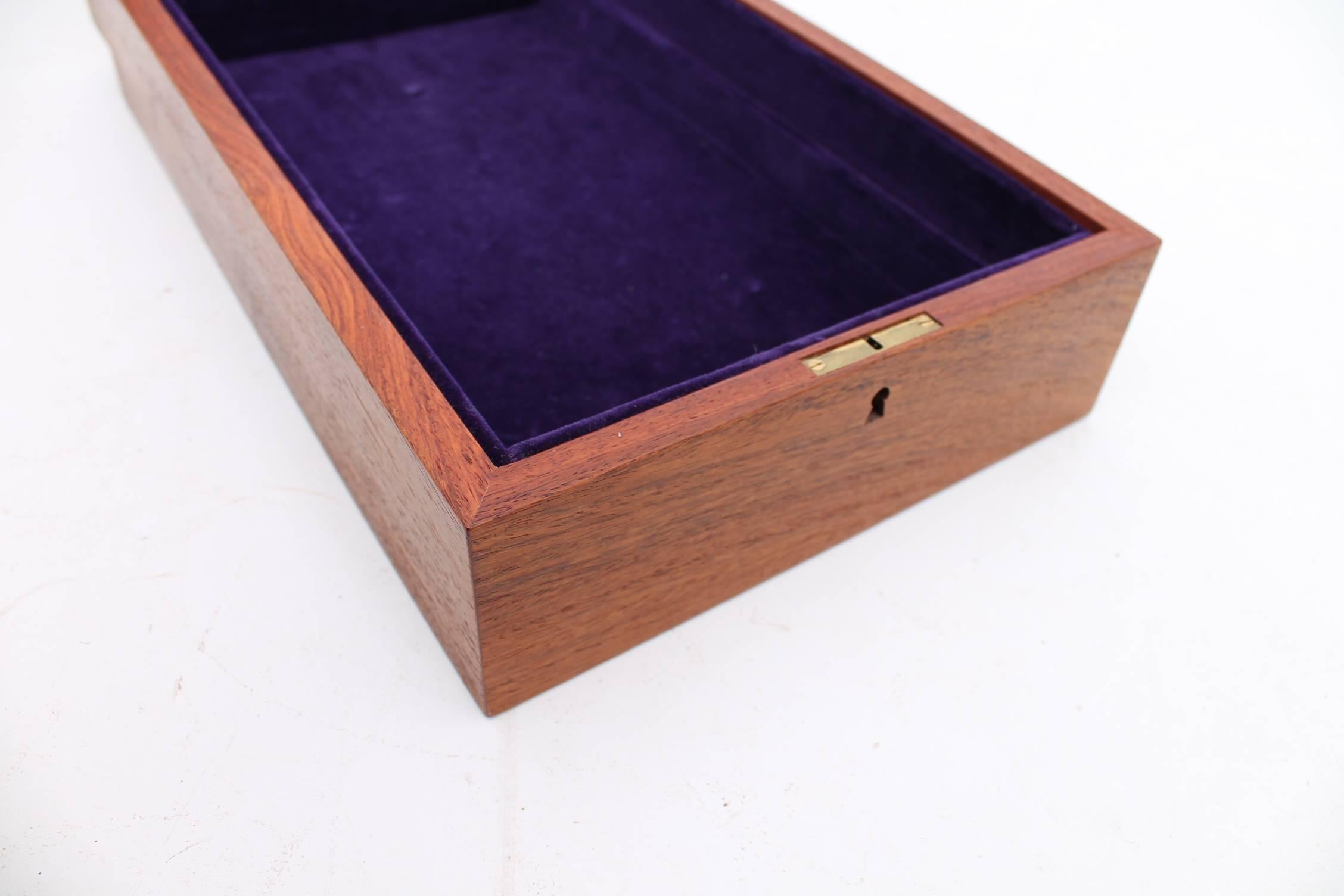 Teak and Black Leather Jewelry Box by Aksel Kjersgaard for Odder Furniture For Sale 1