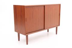 Teak Cabinet with Sliding Doors, Scandinavian Modern