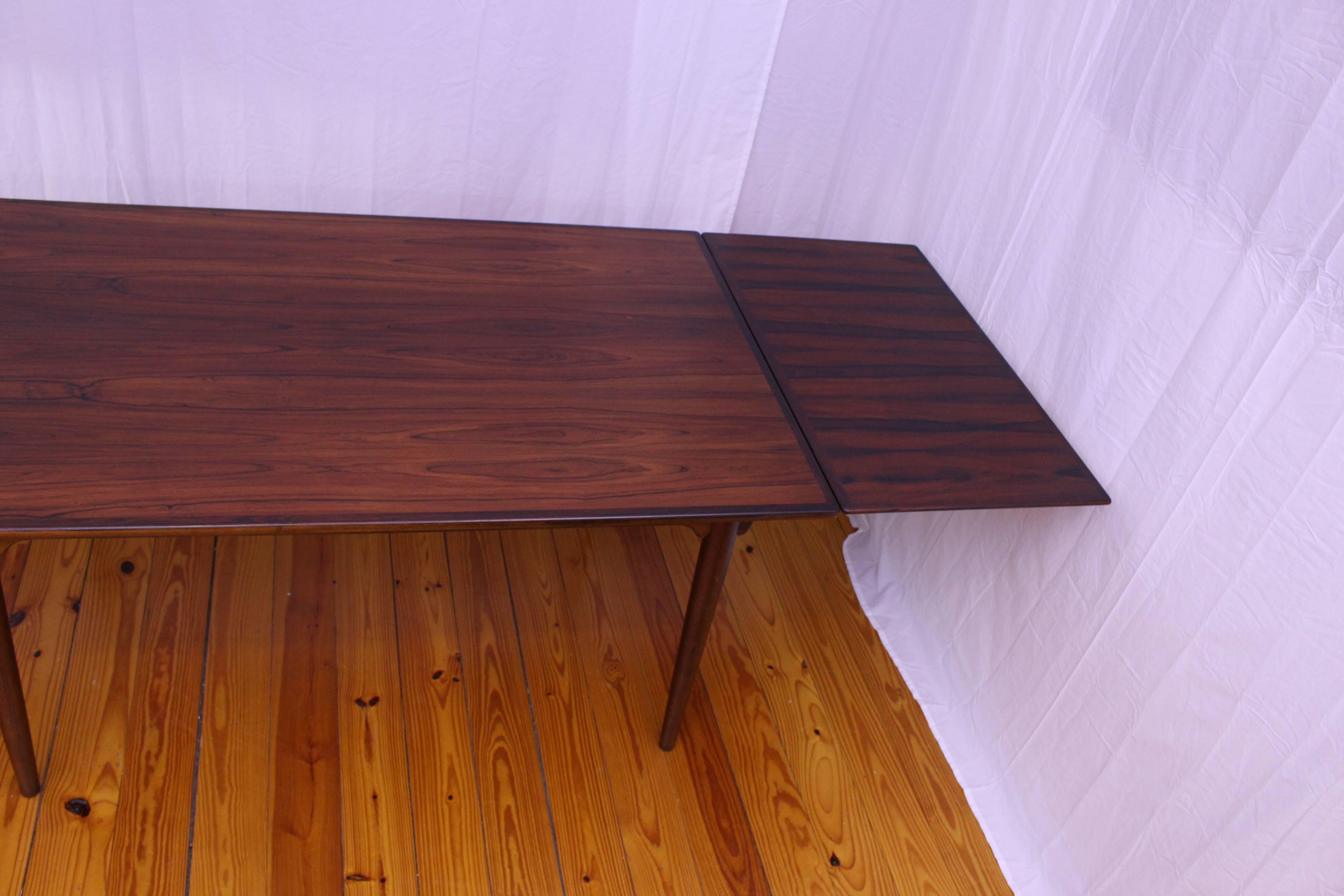 Rectangular, Extendable Rosewood Dining Table by Gunni Omann for Omann Jun  In Excellent Condition In Houston, TX