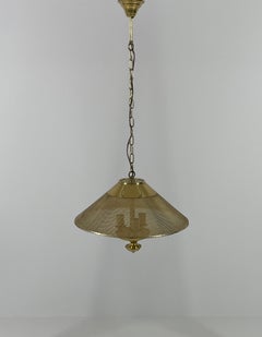 Lyskær Belysning Perforated Brass Pendant Lamp, Denmark, 1970s