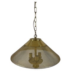 Lyskær Belysning Perforated Brass Pendant Lamp, Denmark, 1970s