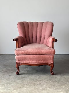 French Provincial Channel-Back Armchair, Louis XV Revival, Mid-Century