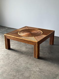Sunburst Rattan Coffee Table, Attributed to Vivai Del Sud, Italy, 1970s