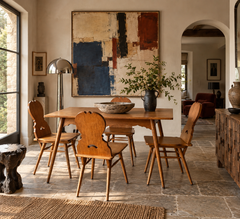 Swiss Alpine Stabelle Oak Dining Set, Mid-Century — Set of 5