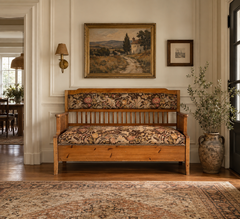 Antique 19th Century Central Europe Pine Bench Fold-Out Daybed With Storage