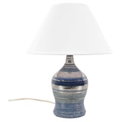 Lampada da tavolo in ceramica blu vintage di Georges Pelletier, stile Mid-century, Francia, 1960