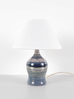 Lampada da tavolo in ceramica blu vintage di Georges Pelletier, stile Mid-century, Francia, 1960