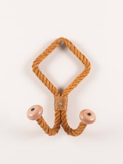 Adrien Audoux & Frida Minet Vintage Coat Rack, Rope, Mid-century, France, 1950s