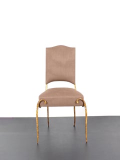 René Drouet - wrought iron chair, gilt gold, France, 1937, Mid-century 1930s
