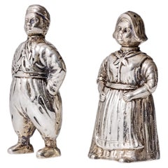 Ein Paar ausgefallene silberne Salz- und Pfefferstreuer, Deutschland, 1920er Jahre