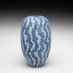 Blue Stoneware Vase by Award-Winning British Artist Peter Beard