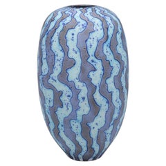 Blue Stoneware Vase by Award-Winning British Artist Peter Beard