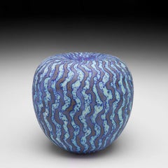 Blue In-Turned Rim Vessel by Award-Winning British Artist Peter Beard