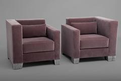 Pair of Upholstered Mohair Club Chairs