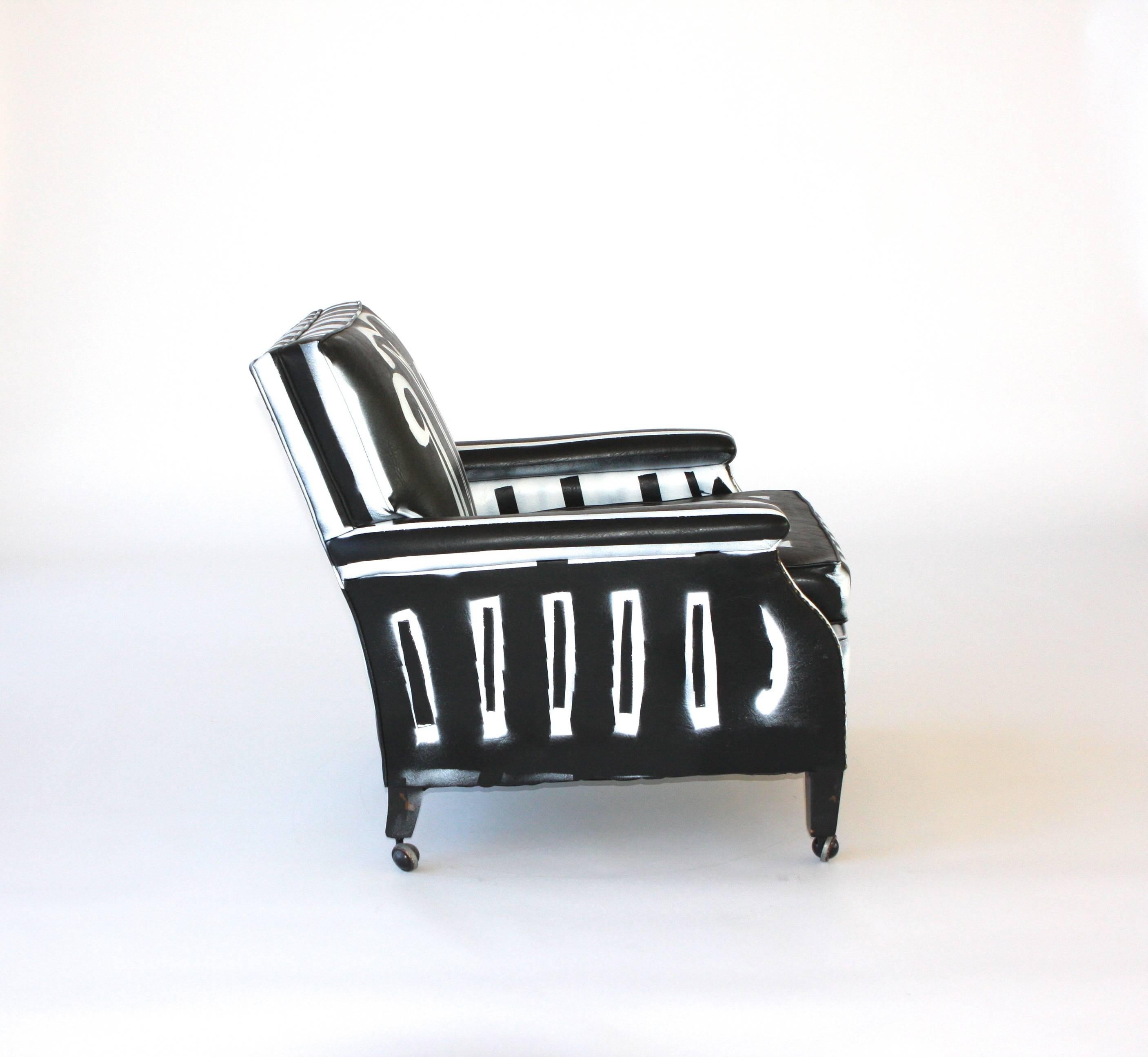 Vinyl Hand-Painted Club Chair