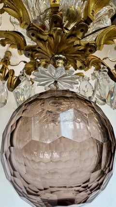 Louis XV Style Chandelier, Gilt Bronze and Crystal with Floral Ornaments