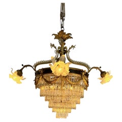 French Louis XVI Style Gilt Bronze and Cut Crystal Waterfall Chandelier