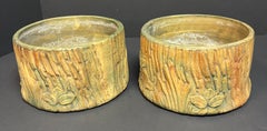 Pair Weller Pottery Woodcraft Line Baby Foxes Planters Arts and Crafts Period