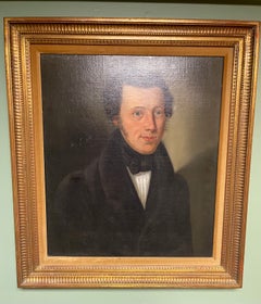 American School-Federal Era Paintings, Man and Wife Itinerant Portraits c. 1830