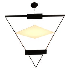 1980s Triangular Pendant Lamp by Mario Botta in Black Metal