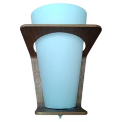 Louis Kalff NX41 Bent Plywood and Opaline Glass Wall Lamp for Philips, 1960s