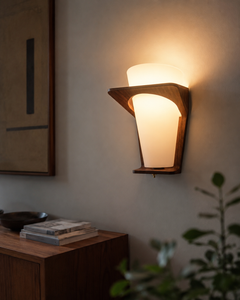Louis Kalff NX41 Bent Plywood and Opaline Glass Wall Lamp for Philips, 1960s
