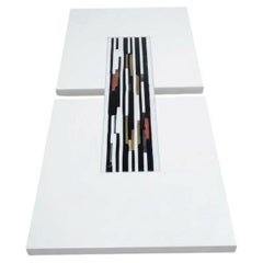 Tavolino Compar in stile postmoderno, laccato bianco con intarsio in vero vetro di Murano, I