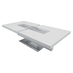 Postmodern Compar Coffee Table, White Lacquer with Genuine Murano Glass Inlay, I