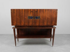 Mid-Century Rosewood Bar Cabinet with Enamel and Brass Details, 1960s