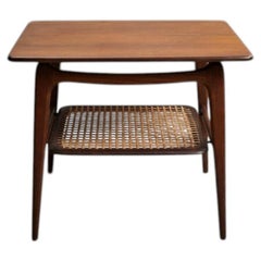 Louis van Teeffelen "Ella" Side Table in Teak and Cane for WéBé, Netherlands, 19