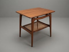 Louis van Teeffelen "Ella" Side Table in Teak and Cane for WéBé, Netherlands, 19