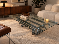 1970s Sculptural Chrome and Glass Coffee Table, Attributed to Paul Mayén