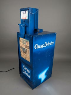 Vintage American Chicago Defender Newspaper Vending Machine, Blue Industrial Ame