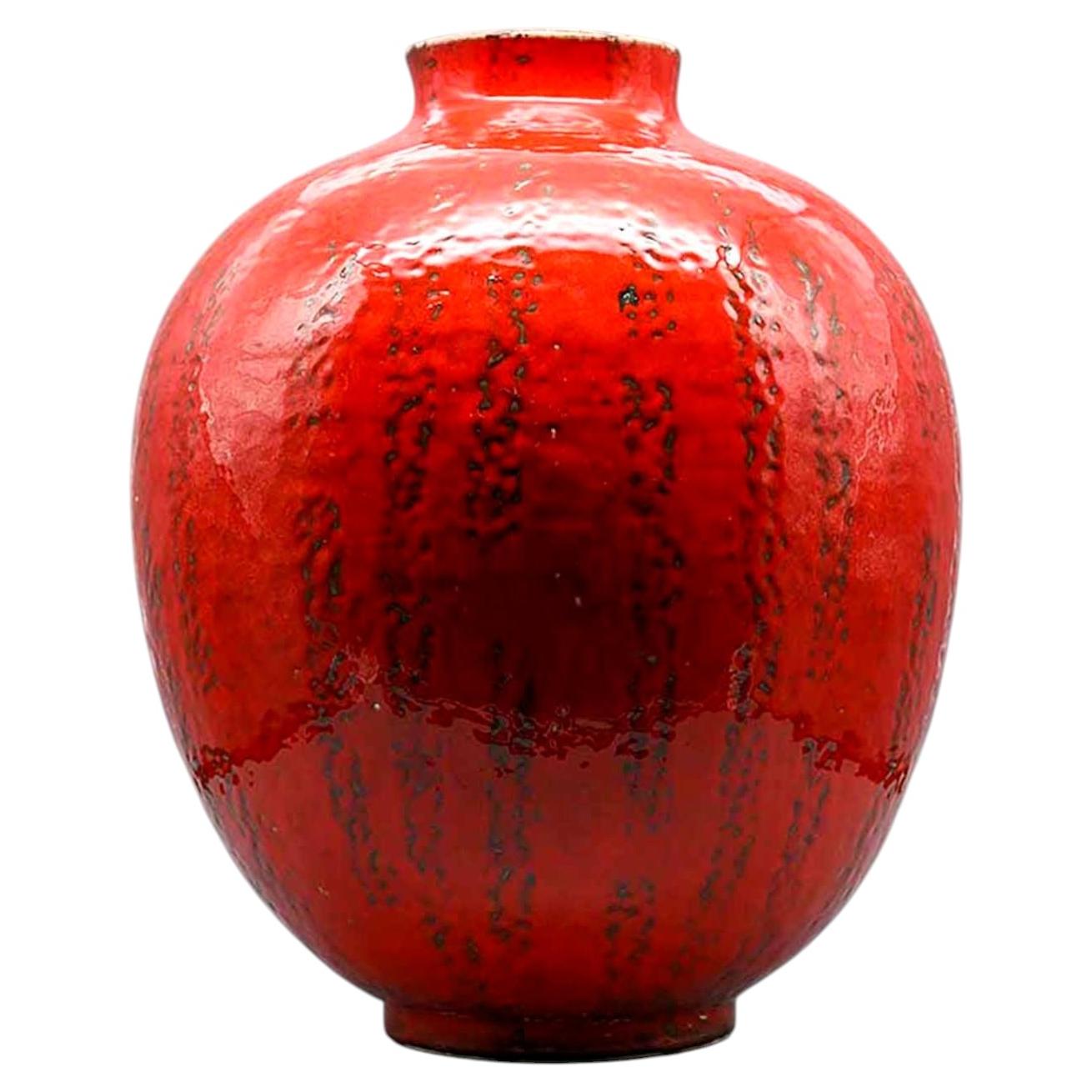 Gerda Heuckeroth for Carstens Tönnieshof Large Red Ceramic Vase, 1960s For Sale