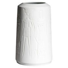 Cuno Fischer Figural Relief Bisque Porcelain Vase for Hutschenreuther, 1969