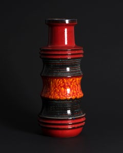 Scheurich Pagoda Fat Lava Ceramic Floor Vase, 1970s