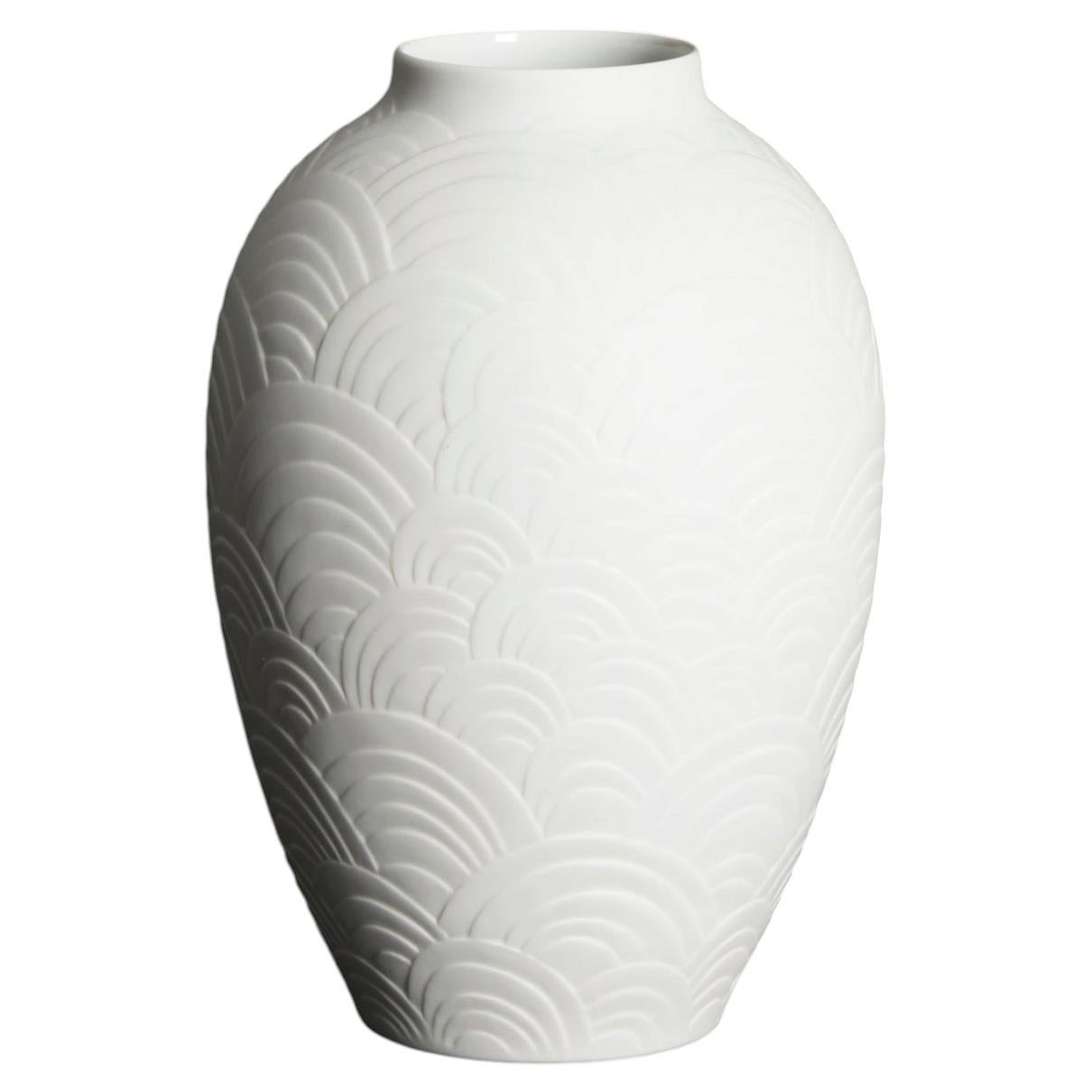 Heinrich Op Art Bisque Porcelain Relief Vase, 1970s For Sale