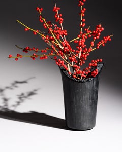 Claus Josef Riedel Black Textured Art Glass Vase, Austria, Circa 1980