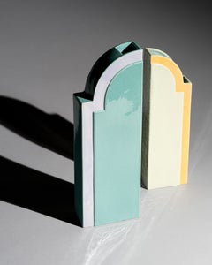 Jarrones de cerámica esmaltada posmoderna de Karl Till para Karlsruhe Majolika, 1996